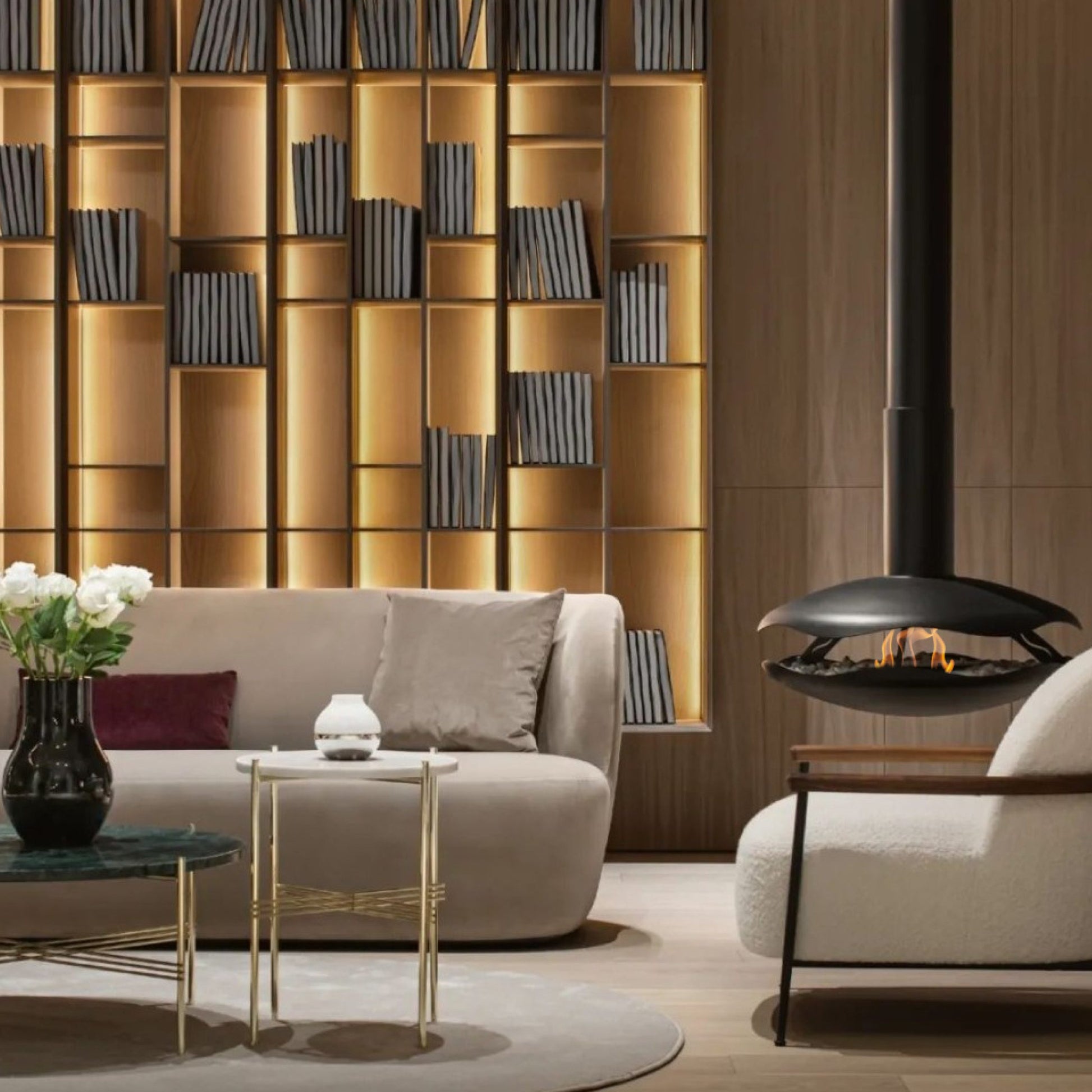 glammfire perola suspended fire product exterior view — view 3