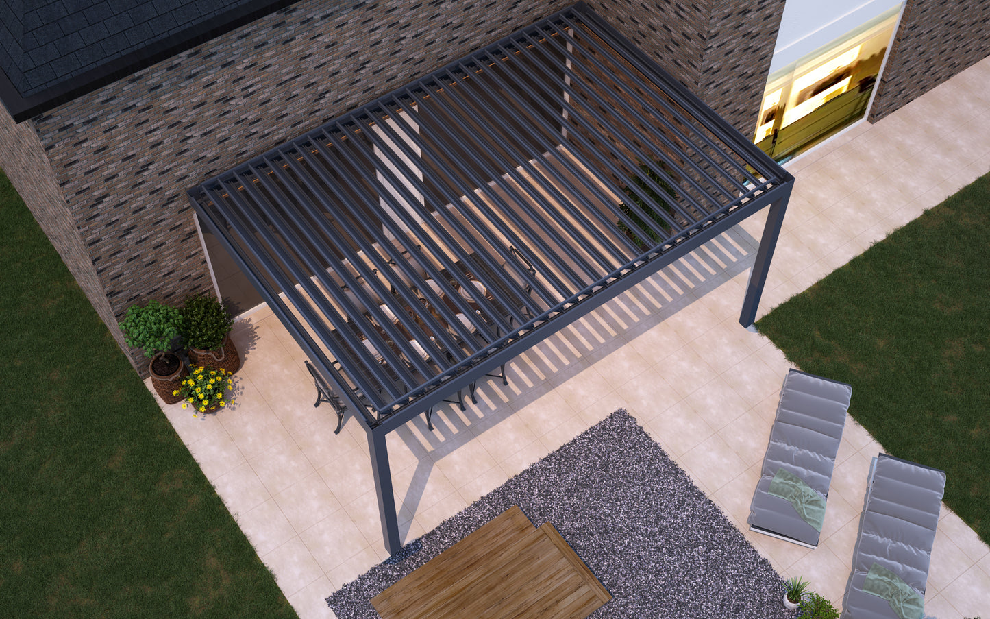 deponti pinela aluminium motorised pergola product render — view 2