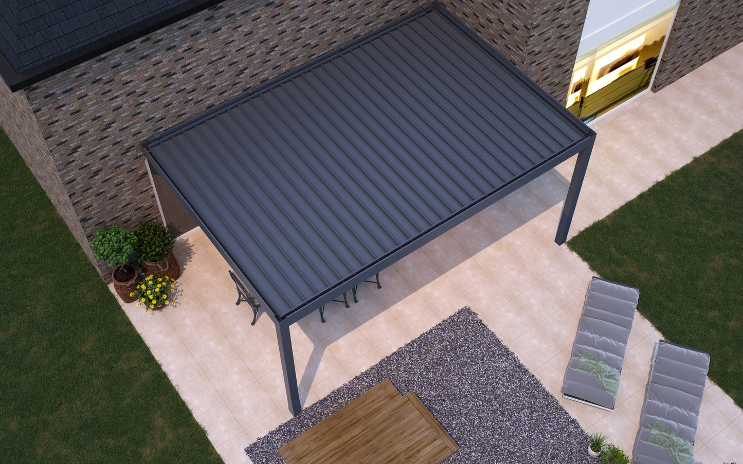 deponti pinela aluminium motorised pergola product render
