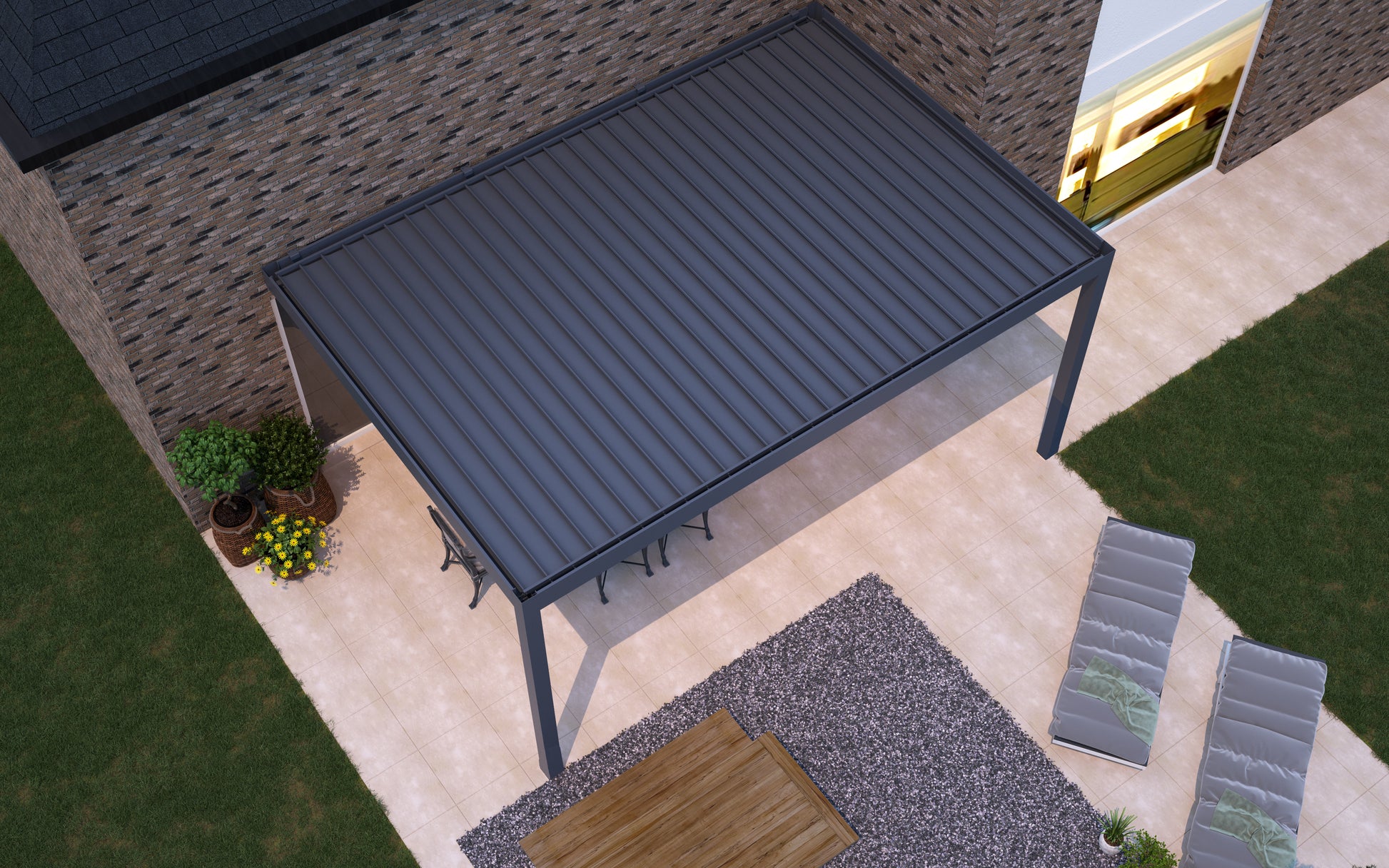 deponti pinela aluminium motorised pergola product render