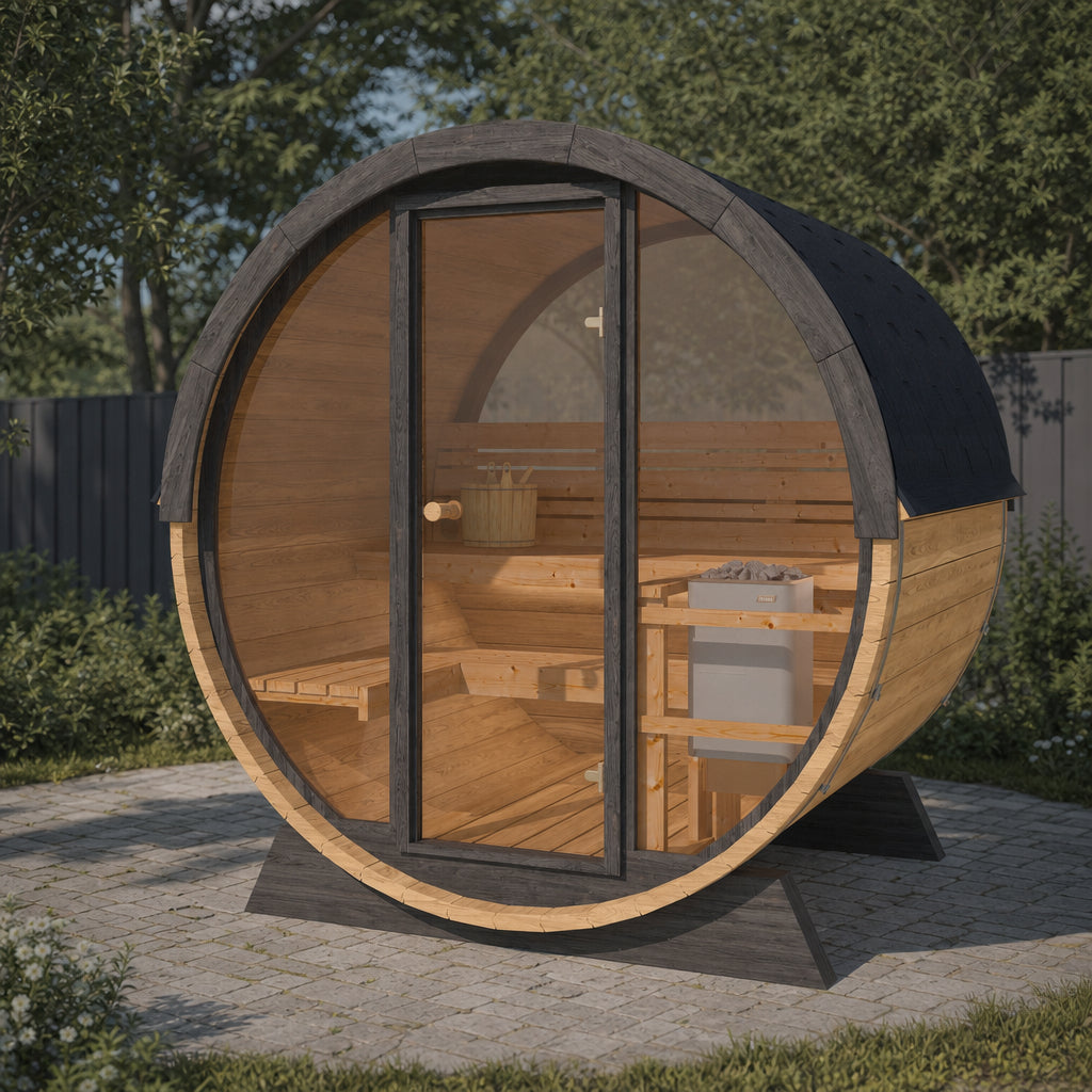 Pool Sauna — 2–3 Person Thermowood Garden Sauna, Full Front Glass & Poolside Design, 1.6m