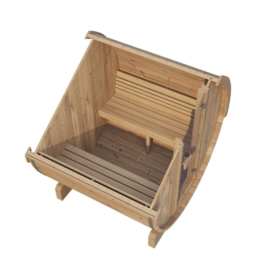 Barrel Sauna Ergo 180 — Thermowood Sauna with Room to Recline, 1.8m — thermowood — lifestyle photo 7