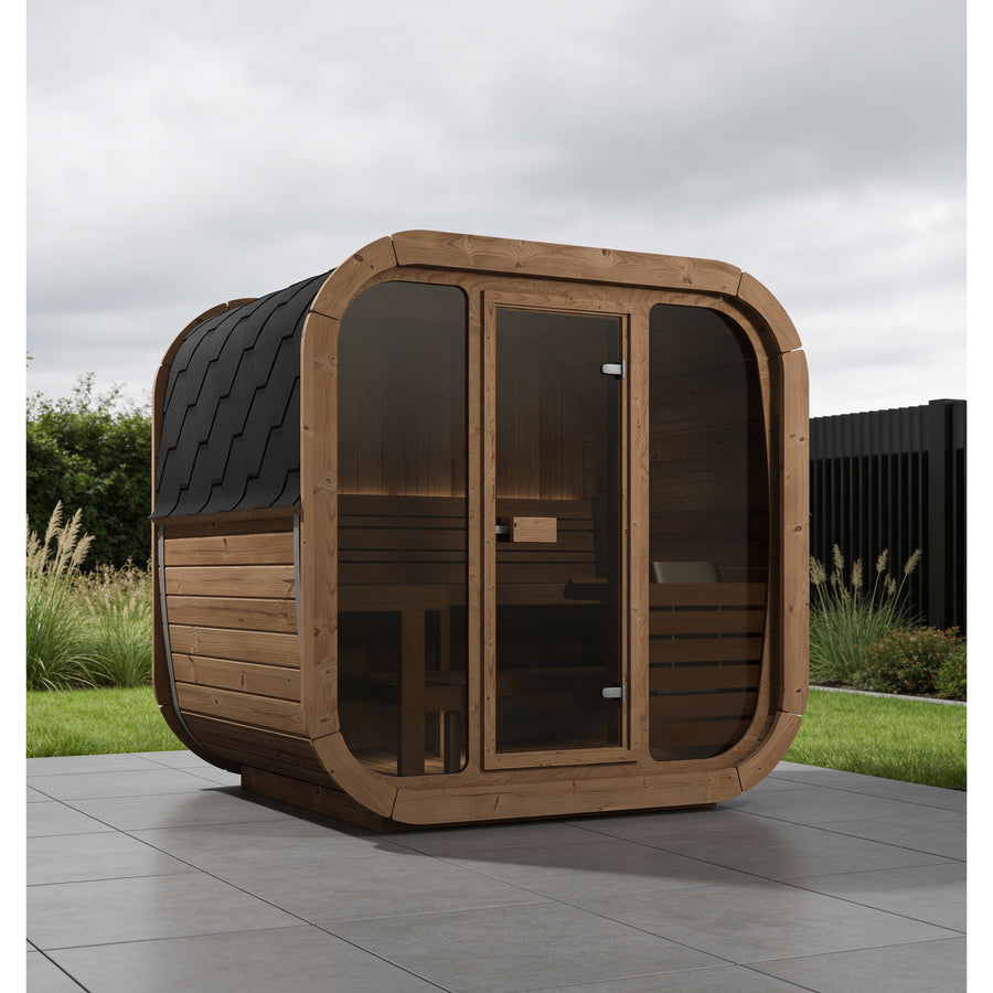 Cube Sauna Icon 160 — Thermowood Sauna for Couples, Front Glass 1.6m — lifestyle photo 3