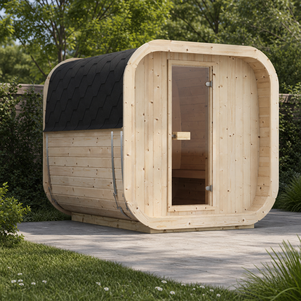 Cube Sauna Icon 200 S — 3–4 Person Spruce Garden Sauna, Standard-Width Design, 2m