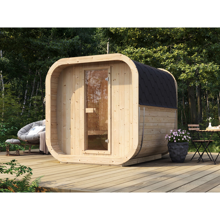 Cube Sauna Icon 200 S — Thermowood Sauna for Group Use, 2m — lifestyle photo 2