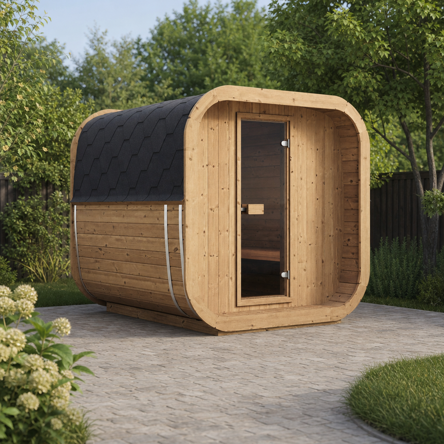 Cube Sauna Icon 200 S — Spruce Sauna for Group Use, 2m — lifestyle photo 4