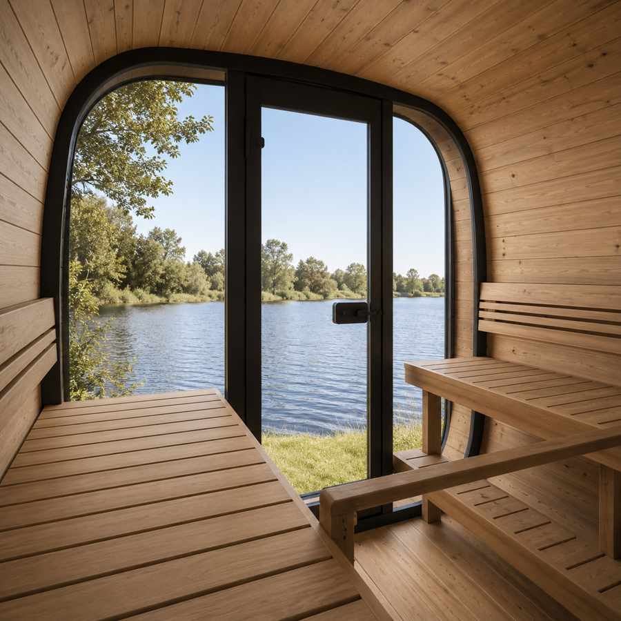 Cube Sauna Icon 220 XL — Wider Thermowood Sauna, Room to Move 2.2m — lifestyle photo 2