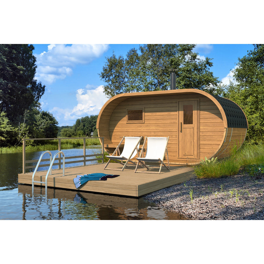 Oval Sauna Standard — Thermowood Garden Sauna, Reference Proportions — lifestyle photo 1