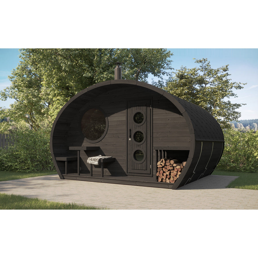Oval Sauna Frodo 300 — Deeper Thermowood Sauna for Group Sessions — lifestyle photo 1