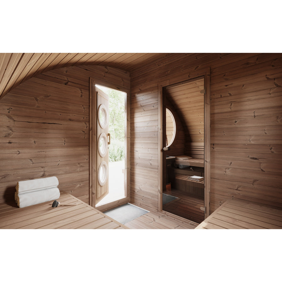 Oval Sauna Frodo 300 — Deeper Thermowood Sauna for Group Sessions — lifestyle photo 3