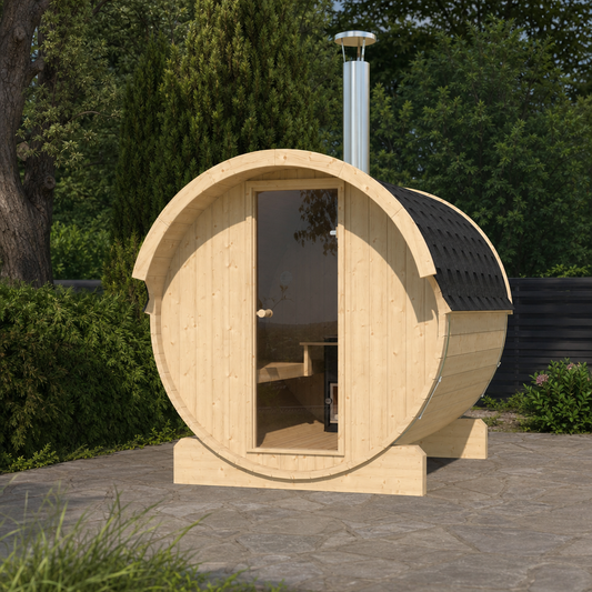 Barrel Sauna 220 — Standard Spruce Garden Sauna, 2.2m — lifestyle photo 1