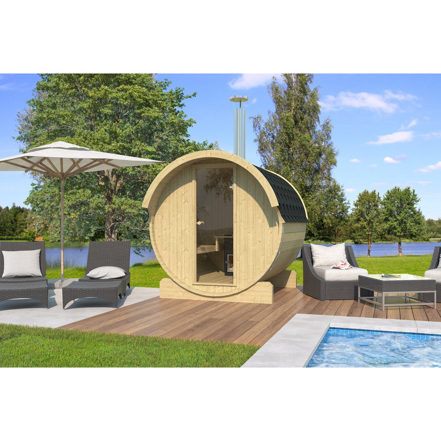 Barrel Sauna 220 — Standard Spruce Garden Sauna, 2.2m — lifestyle photo 2