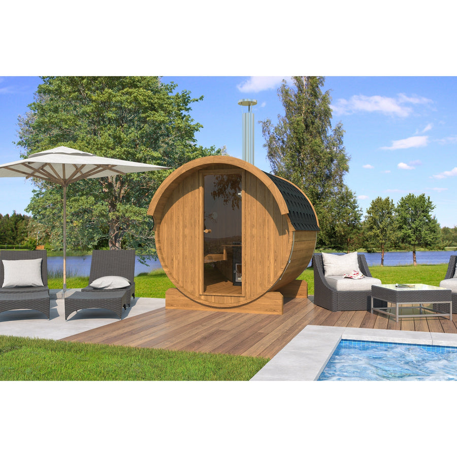 Barrel Sauna 220 — Standard Spruce Garden Sauna, 2.2m — lifestyle photo 4
