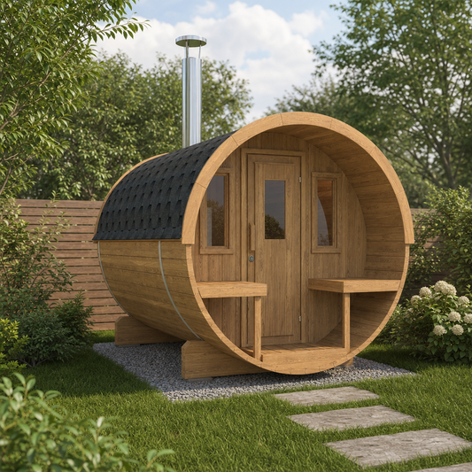 Barrel Sauna 250 — Thermowood Garden Sauna for Small Groups, 2.5m — lifestyle photo 4