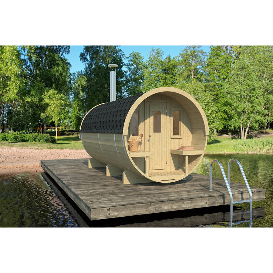 Barrel Sauna 400 — Longest Spruce Garden Sauna for Groups, 4m — lifestyle photo 1