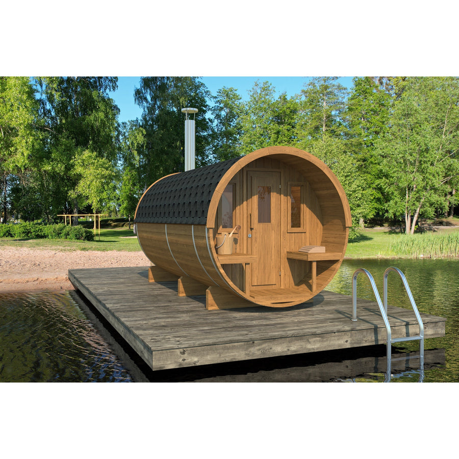 Barrel Sauna 400 — Longest Spruce Garden Sauna for Groups, 4m — lifestyle photo 2