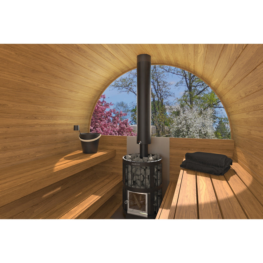 Barrel Sauna 400 Deluxe — Half-Moon Glass Thermowood Sauna, 4m — lifestyle photo 8