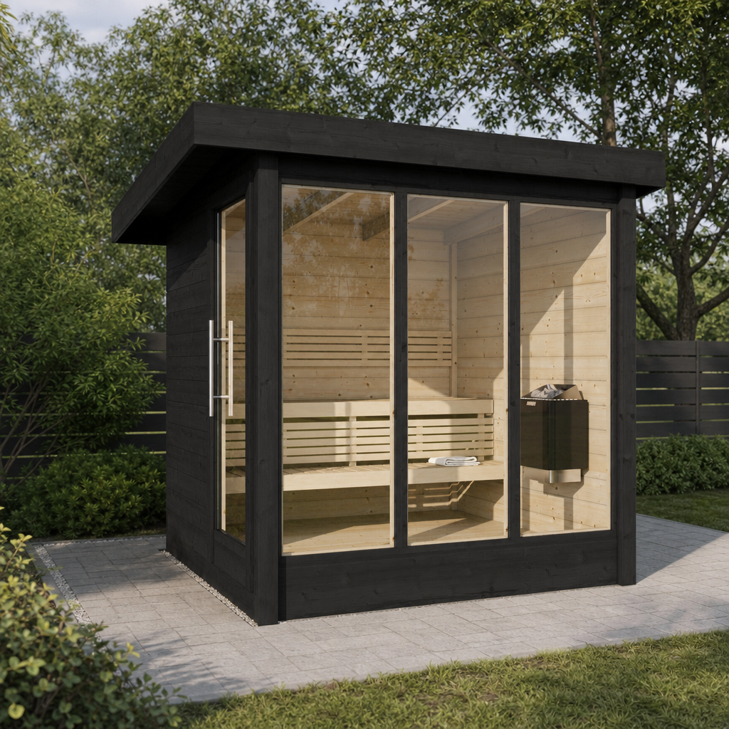 Multiroom Log Sauna Anita — 3–4 Person 42mm Spruce Garden Sauna, Separate Changing Room, 4m²