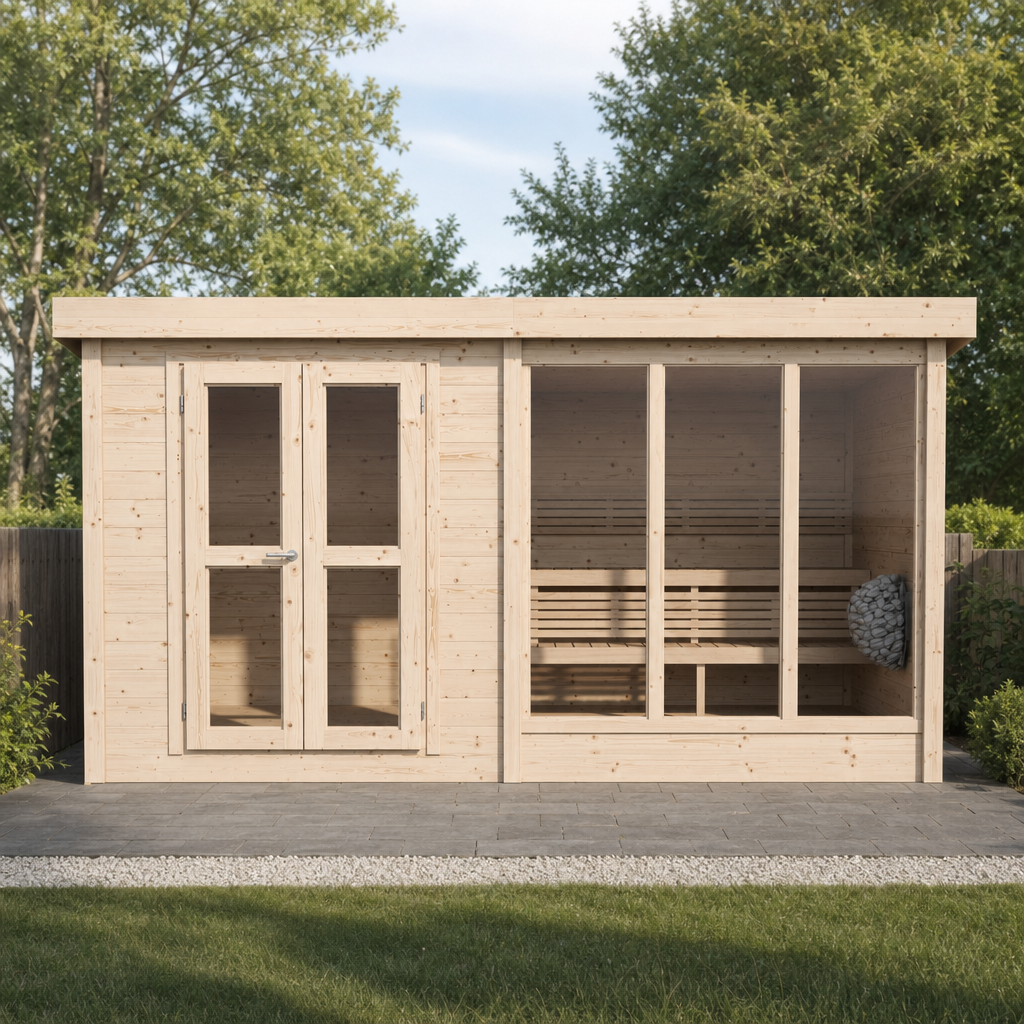 Multiroom Log Sauna Anita — Spruce Sauna with Front Room, 9m² — lifestyle photo 3