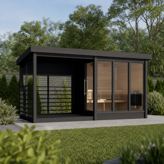 Multiroom Log Sauna Anita with Terrace — Glazed Spruce Sauna & Seating — lifestyle photo 7