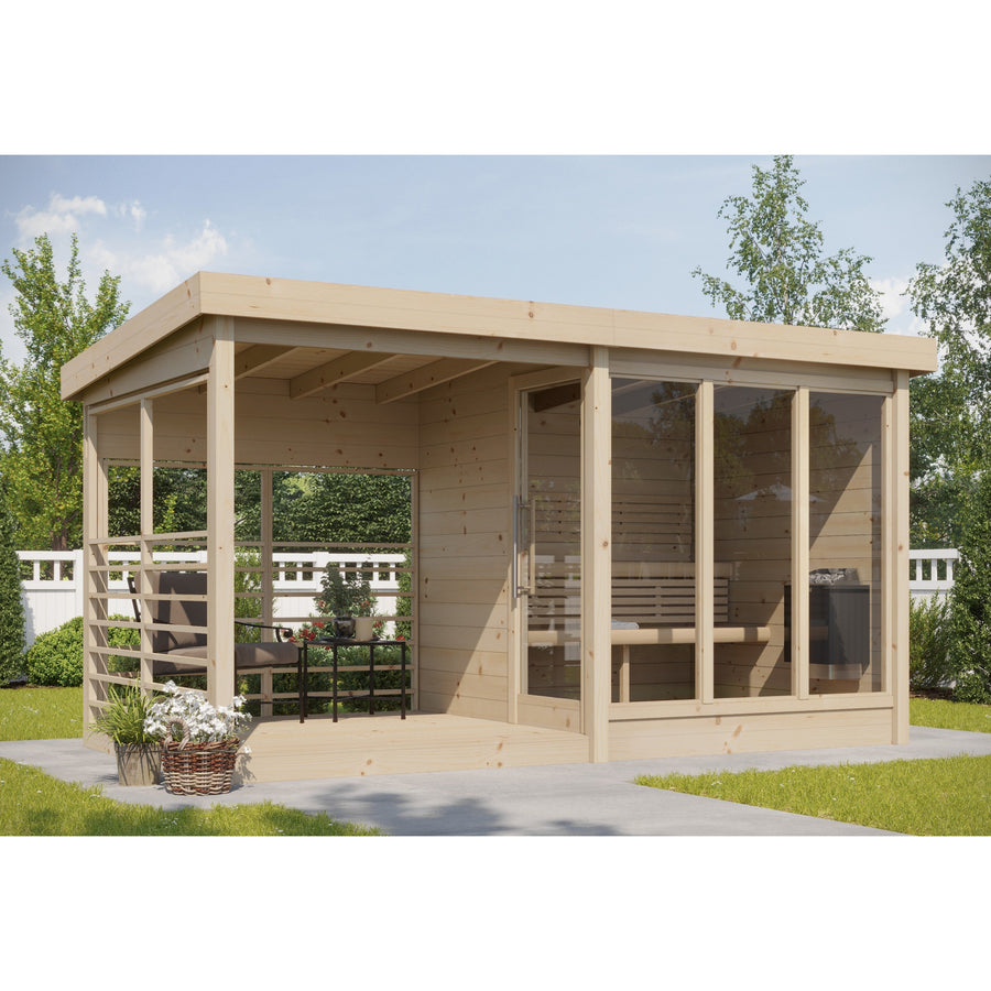 Multiroom Log Sauna Anita with Terrace — Glazed Spruce Sauna & Seating — lifestyle photo 8