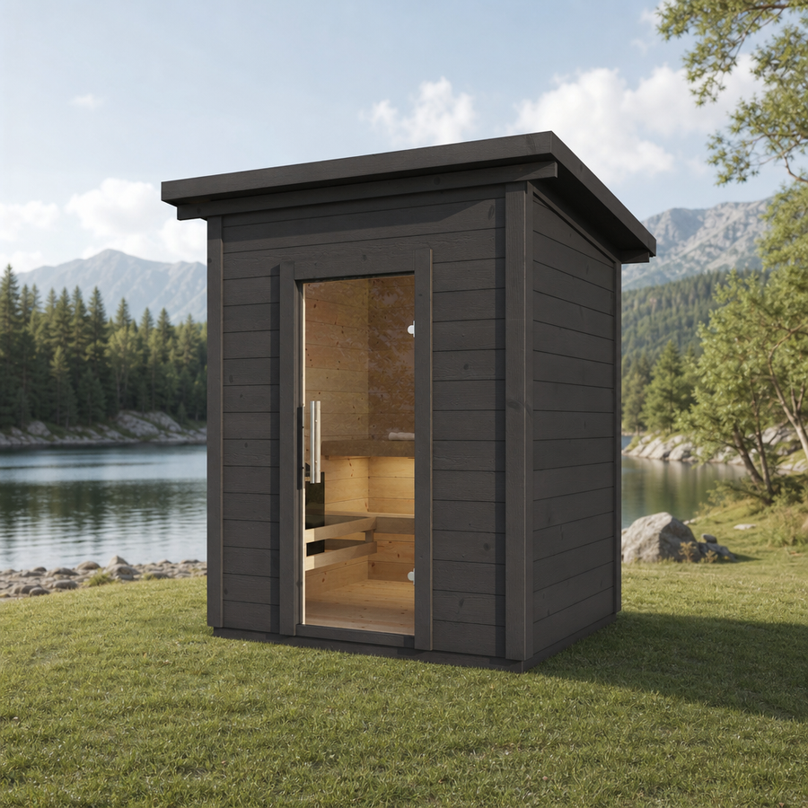 Patio Sauna Brico — 1-2 Person 42mm Spruce Log Sauna, 2.6m² — lifestyle photo 1