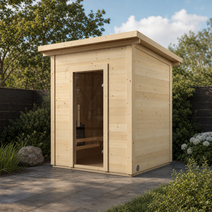 Patio Sauna Brico — 1-2 Person 42mm Spruce Log Sauna, 2.6m² — lifestyle photo 4