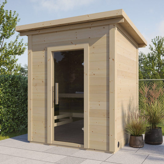Patio Sauna Brico — 1-2 Person 42mm Spruce Log Sauna, 2.6m² — lifestyle photo 5