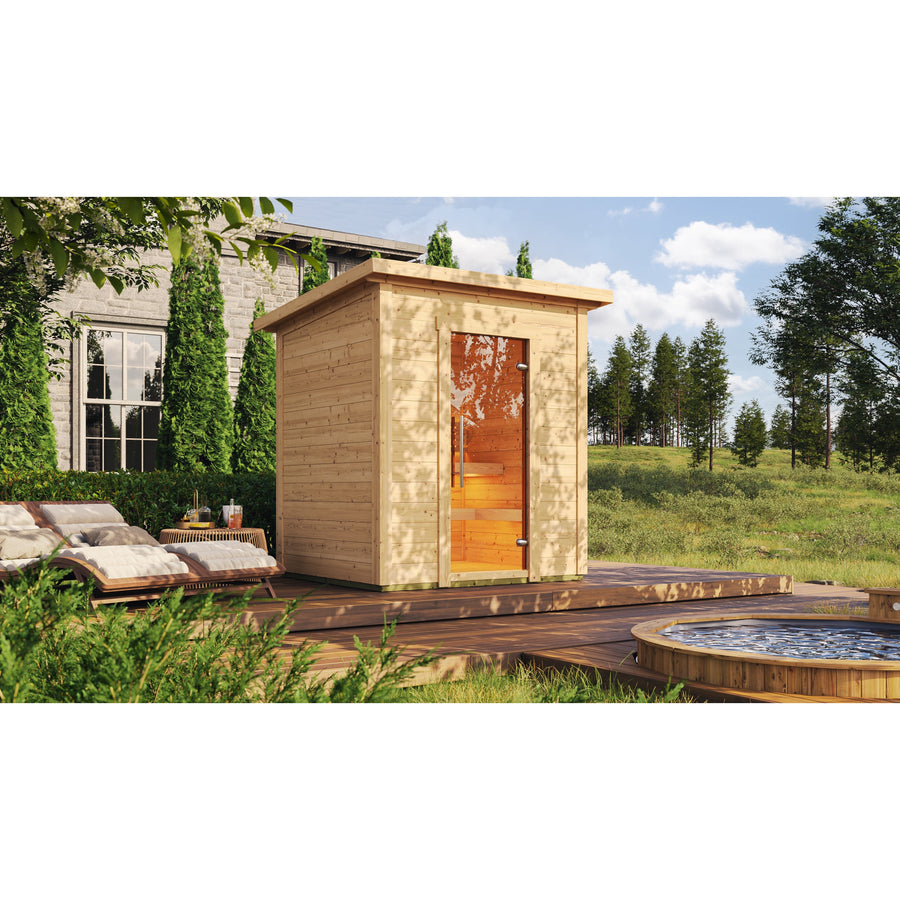 Patio Sauna Brico — 1-2 Person 42mm Spruce Log Sauna, 2.6m² — lifestyle photo 6