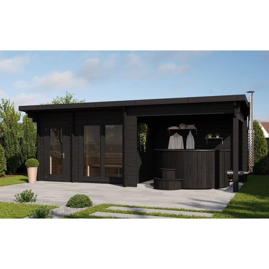 Spa Log Sauna Home Spa — Wide 45mm Spruce Sauna, 6.6m² — lifestyle photo 3