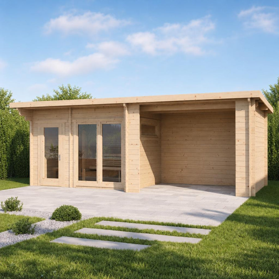 Spa Log Sauna Home Spa — Wide 45mm Spruce Sauna, 6.6m² — lifestyle photo 4