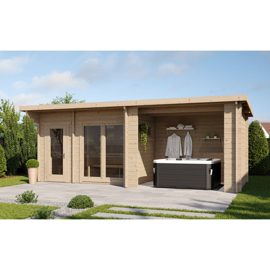 Spa Log Sauna Home Spa — Wide 45mm Spruce Sauna, 6.6m² — lifestyle photo 7