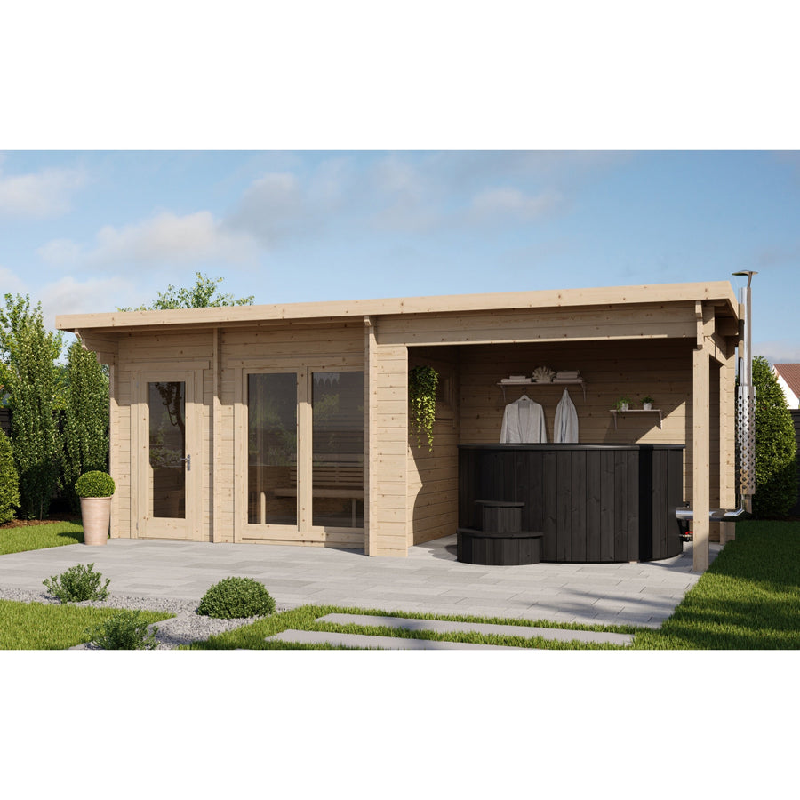 Spa Log Sauna Home Spa — Wide 45mm Spruce Sauna, 6.6m² — lifestyle photo 8