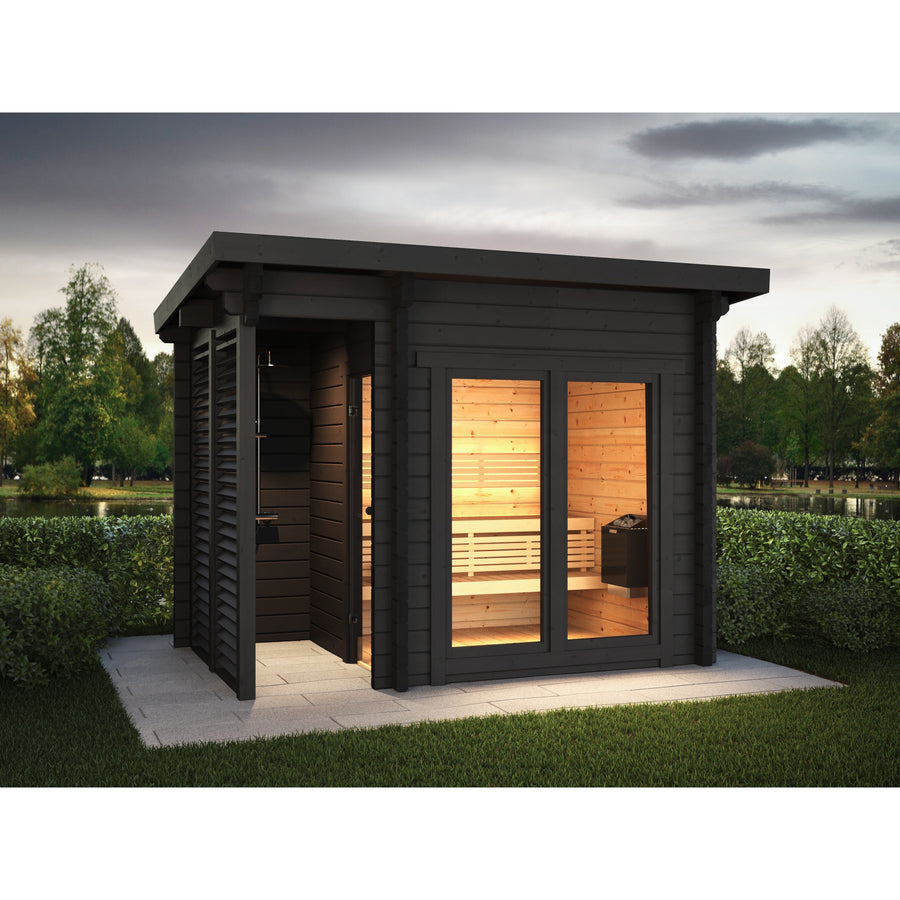 Spa Log Sauna Island — Standalone 2-3 Person 70mm Spruce Sauna — lifestyle photo 1
