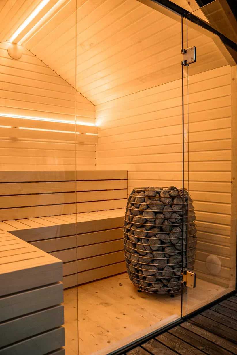 Modular Garden Sauna Lumi Painted Black — lifestyle