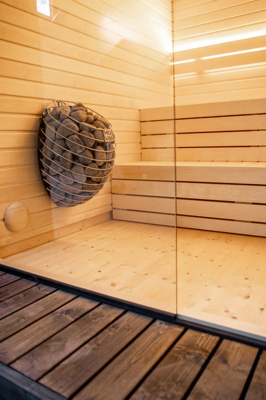 Modular Cube Garden Sauna Lumi Painted Black — lifestyle