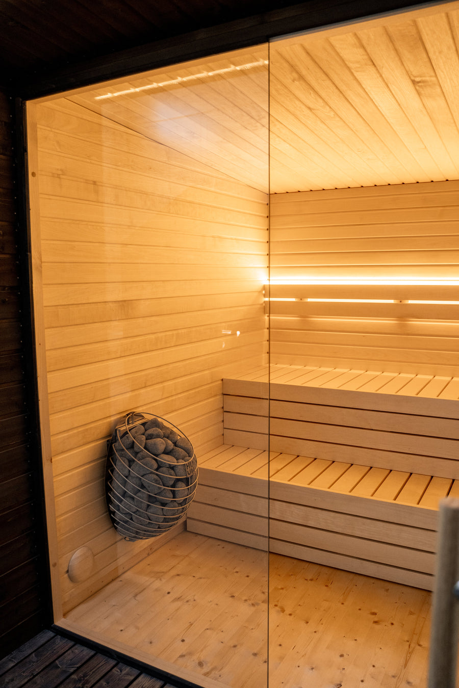 Modular Cube Garden Sauna Lumi Painted Black — lifestyle