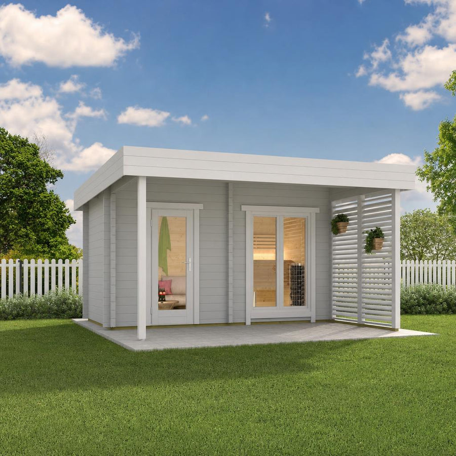 Multiroom Log Sauna Magnus — 70mm Spruce Family Sauna, Glass Front 8m² — lifestyle photo 2