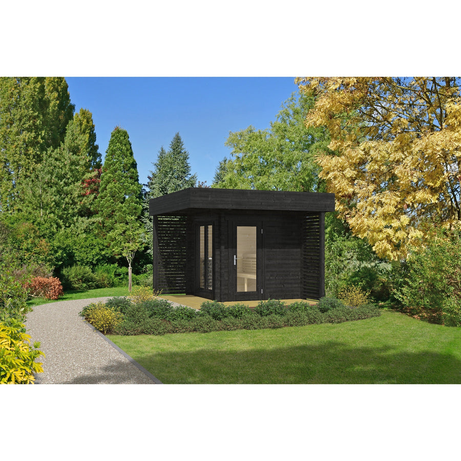 Log Sauna Mattias — 70mm Spruce Sauna with Terrace Interior, 2-3 Person — lifestyle photo 3