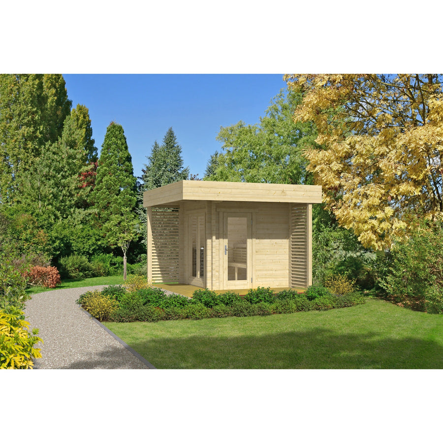 Log Sauna Mattias — 70mm Spruce Sauna with Terrace Interior, 2-3 Person — lifestyle photo 6