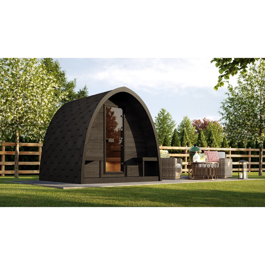 Outdoor Sauna Pod 220 — Arched Thermowood Sauna, Glass Door 2.2m — lifestyle photo 1
