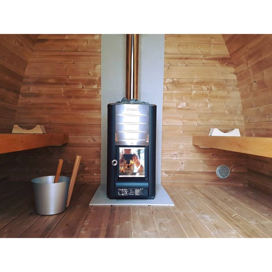 Outdoor Sauna Pod 300 — Arched Spruce Garden Sauna, Glass Door 3m — real life photo 4