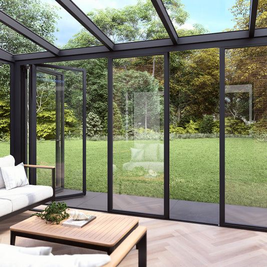 viewline slide and turn glass door system product exterior view