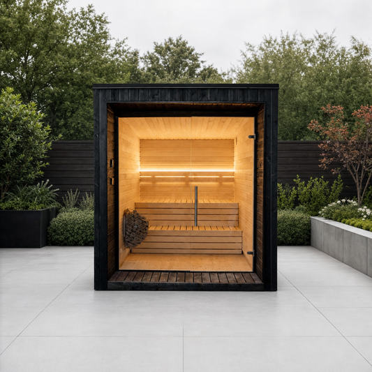 Modular Cube Garden Sauna Lumi — 2–3 Person Painted Spruce Insulated Sauna, Full Front Glass & LEDs, 3.33m²