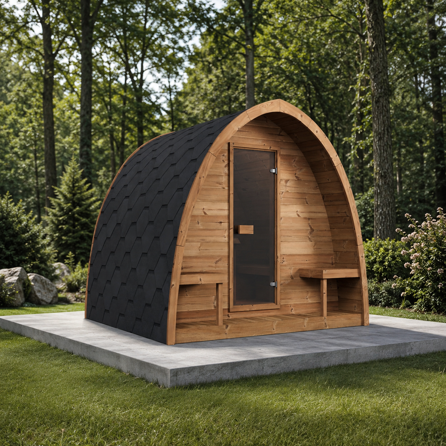 Outdoor Sauna Pod 220 — 3–4 Person Thermowood Garden Sauna, Built-In Changing Area, 2.2m