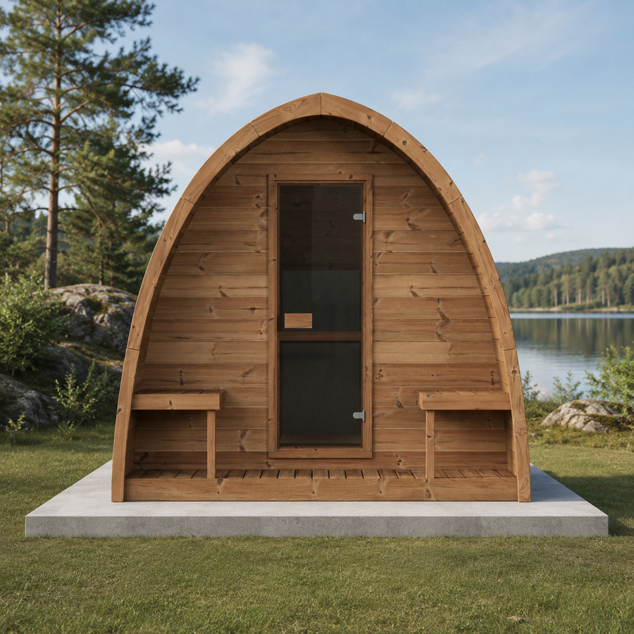 Outdoor Sauna Pod 220 — 3–4 Person Thermowood Garden Sauna, Built-In Changing Area, 2.2m