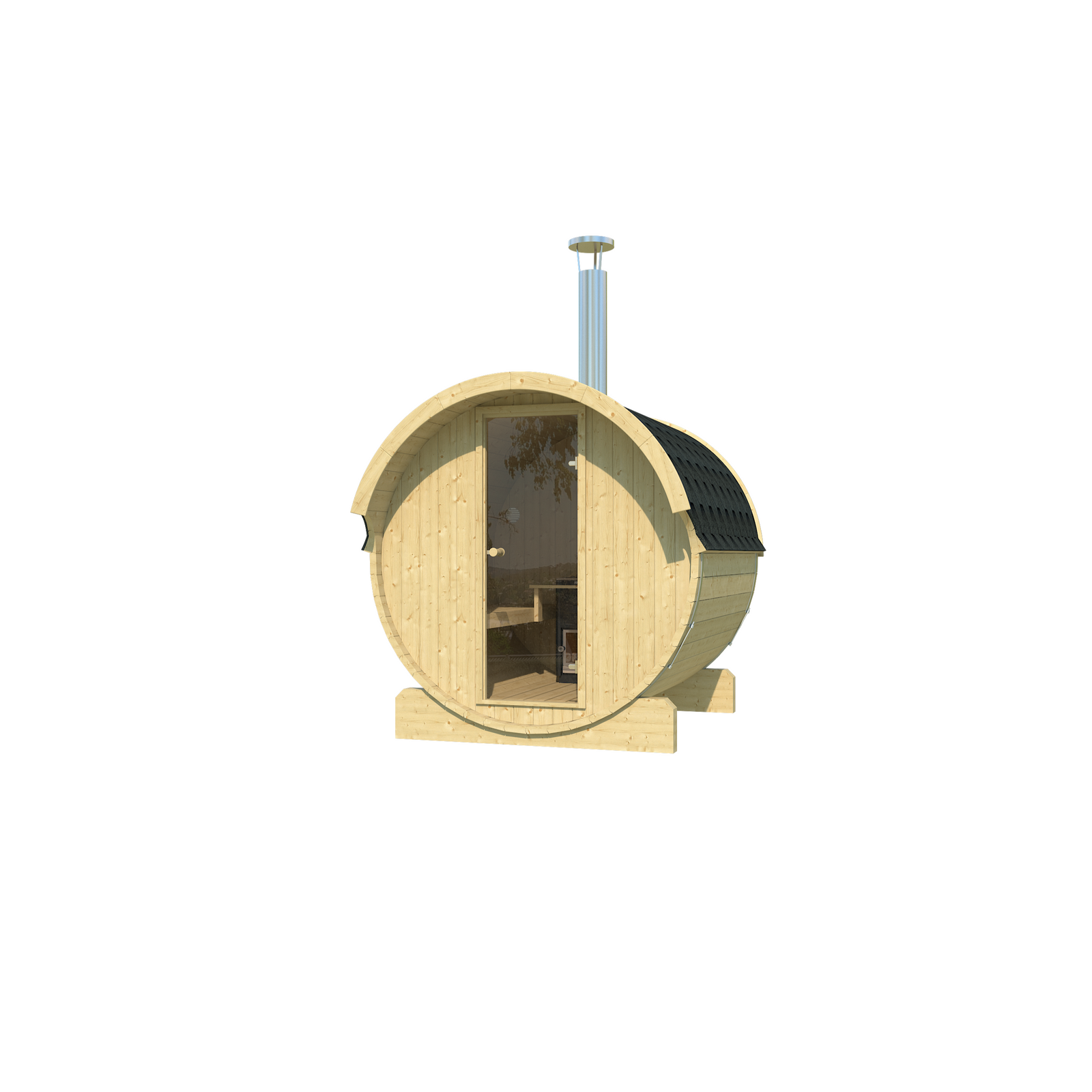Barrel Sauna 220 — Standard Spruce Garden Sauna, 2.2m — spruce — angle view 1
