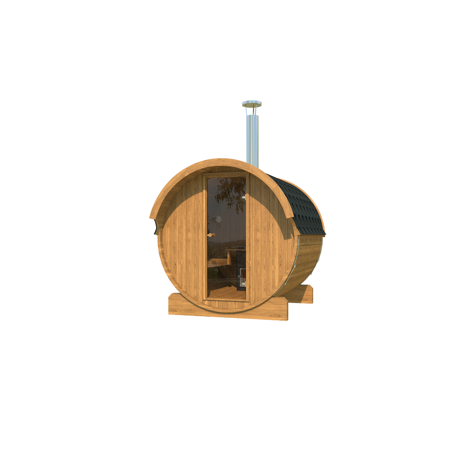Barrel Sauna 220 — Standard Thermowood Garden Sauna, 2.2m — thermowood — angle view 1
