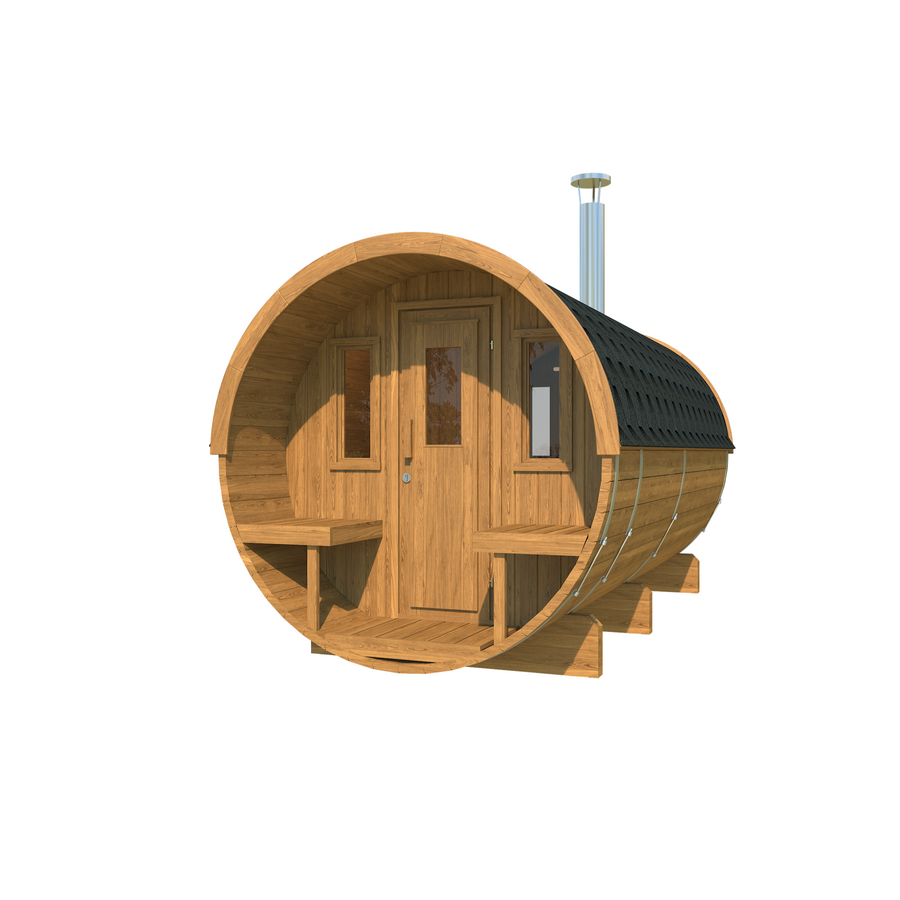 Barrel Sauna 400 — Longest Thermowood Garden Sauna, 4m — thermowood — angle view 1