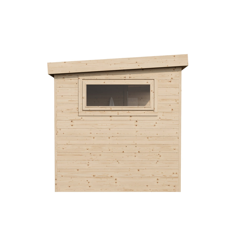 Multiroom Log Sauna Anita — Spruce Sauna with Front Room, 9m² — spruce — front view 1